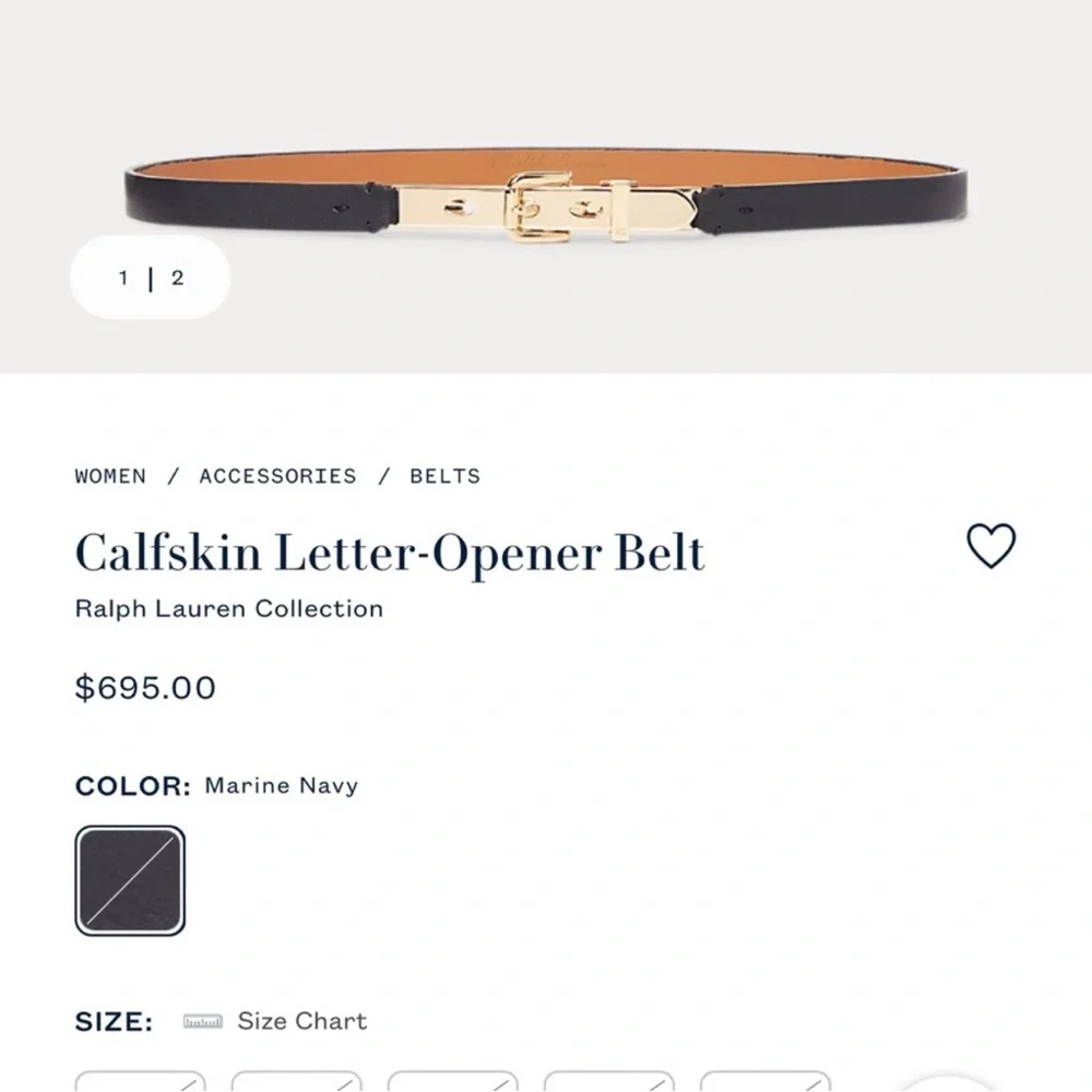 Ralph Lauren Black Leather letter opener Belt with Gold Buckle